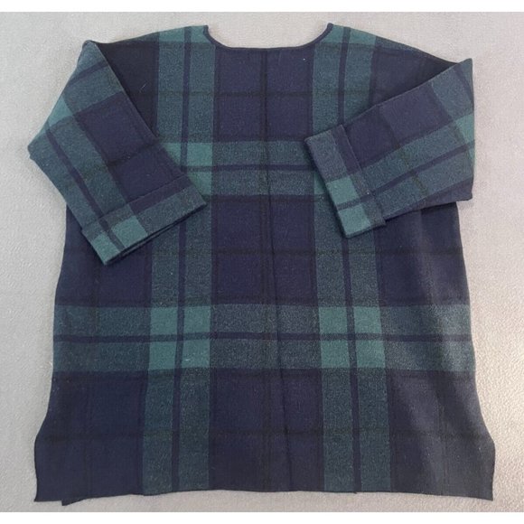 Tahari Sweaters - Tahari Sweater Womens 2X Green Blue Plaid Stretch‎ Pullover
